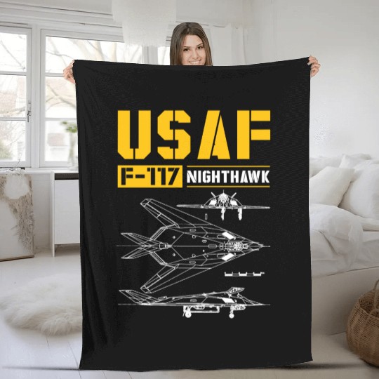 F 117 Nighthawk Fleece Blankets