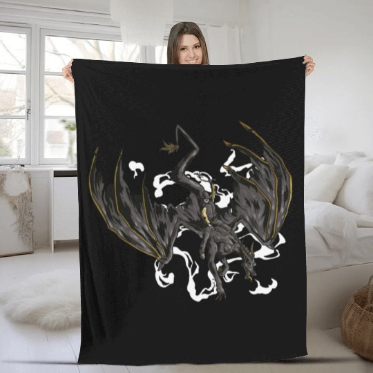 Cowboy Riding Dragon Creature Mythological Fleece Blankets