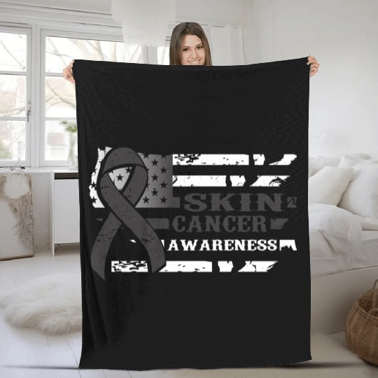 USA Flag SKIN Cancer Awareness Fleece Blankets