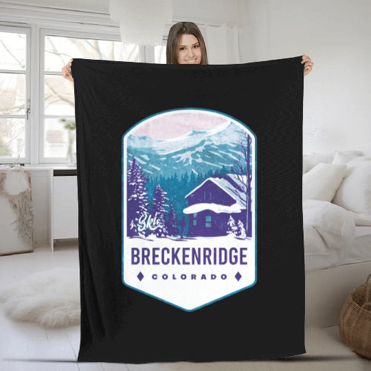 Breckenridge Colorado Ski Badge Fleece Blankets