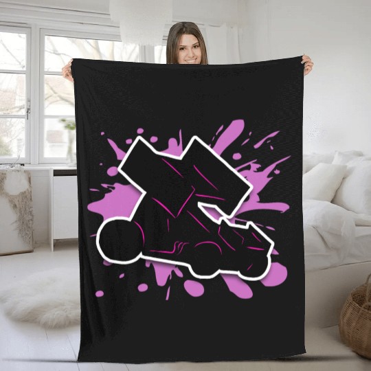 Sprint Car Pink Splat Fleece Blankets