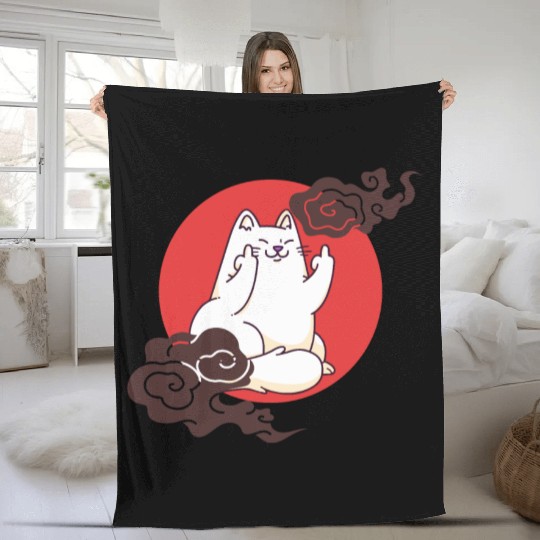 "Kawaii" Vintage Japenese Cat Fleece Blankets