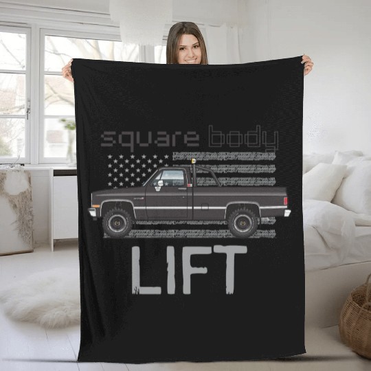 Square Body Lift Black Fleece Blankets
