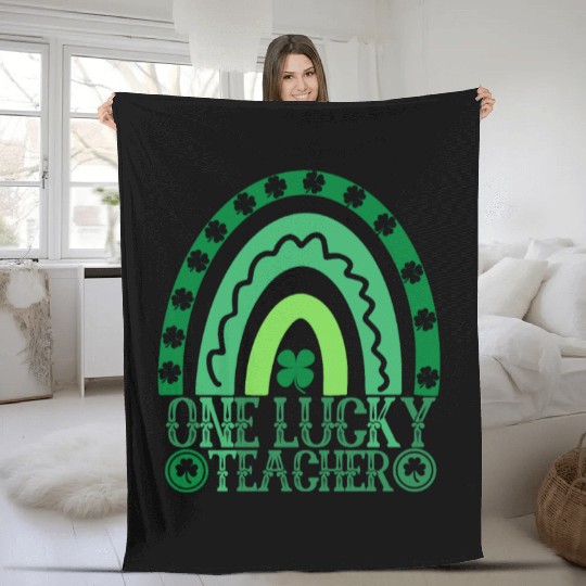 One Lucky Teacher Rainbow St Patrick’s Day Fleece Blankets