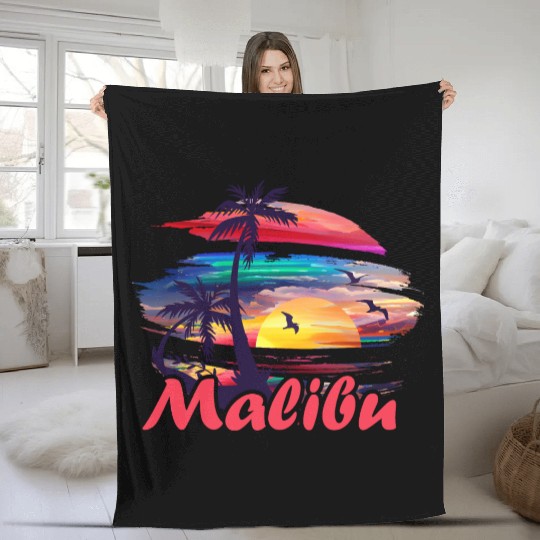 Malibu Inscription. Fleece Blankets