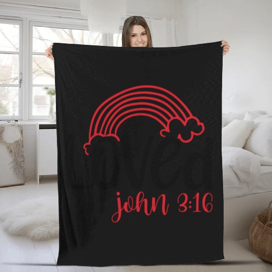 Loved john 3 16 Valentine Day Bible Verse Text Art Fleece Blankets