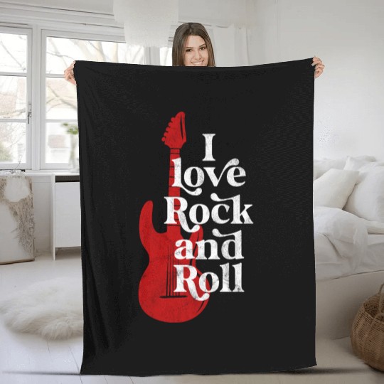 I Love Rock and Roll Fleece Blankets