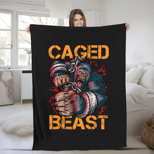 Gorilla Caged Beast Fleece Blankets