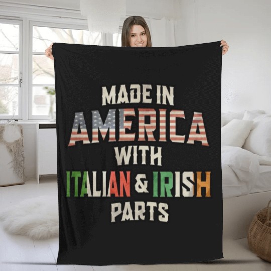 Italian And Irish Made In America Mix Heritage Vin Fleece Blankets