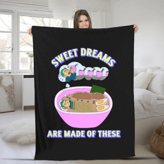 Sweet noodle dreams funny ramen Japanese food Fleece Blankets