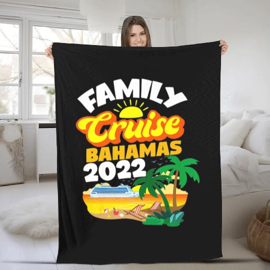 Family Cruise Bahamas Men Women Boys Girls Sailing Fleece Blankets