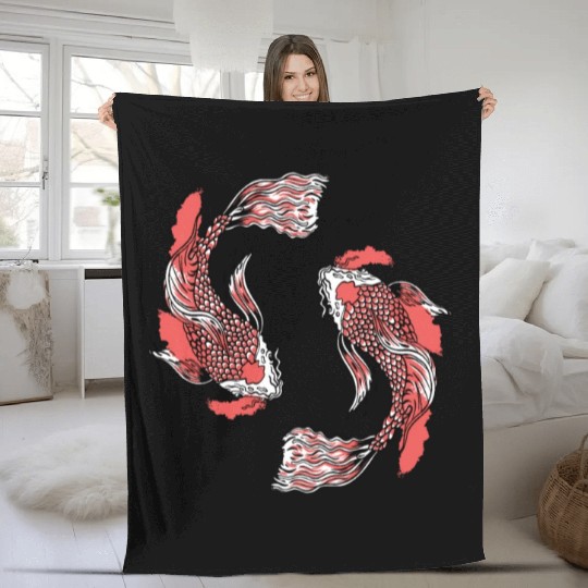 Koi Fish Swirly Fleece Blankets