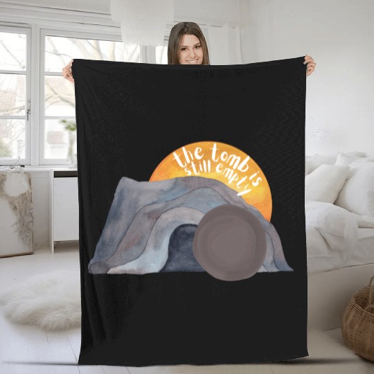 The tomb was empty Christian easter sunset Fleece Blankets