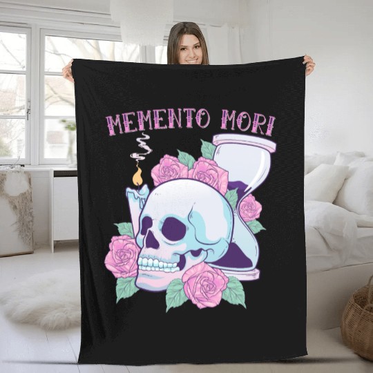 Memento Mori Pastel Goth Gothic Skull Stoic Mortal Fleece Blankets