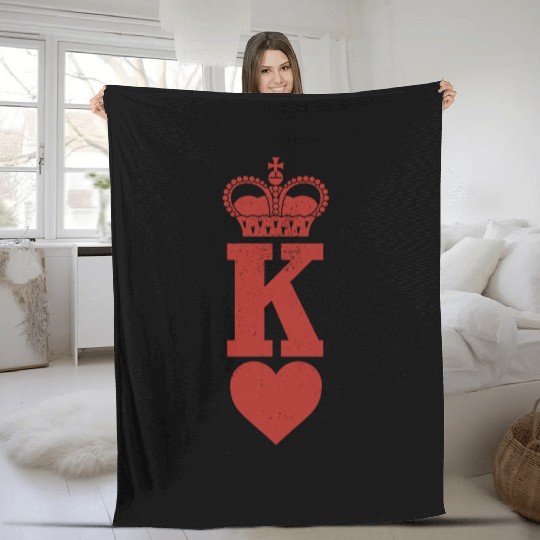 King of Hearts Crown Poker Cards Funny Gambling Fleece Blankets