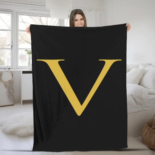 Number 5 Roman Numeral V Gold Fleece Blankets
