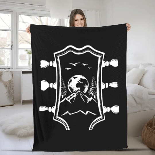 Guitar Player Mountain Music Lover Guitarist Fleece Blankets
