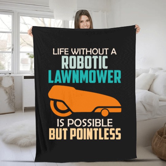Lawn mowing robot Robot mower Fleece Blankets