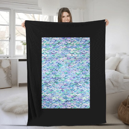 Marble Mosaic in Sapphire and Emerald Fleece Blankets