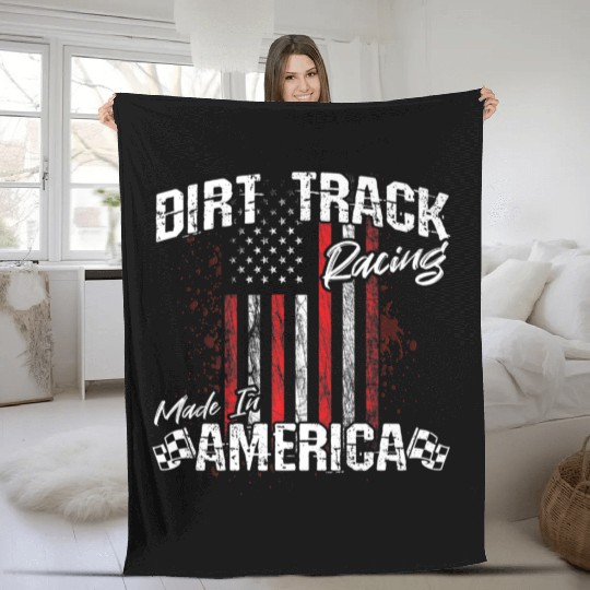 Dirt Track Racing Made In America Fleece Blankets