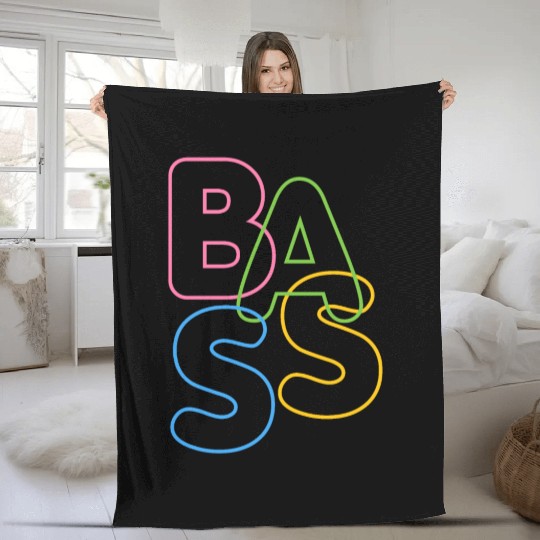 Modern LGBTQ Color BASS Typography for bassists Fleece Blankets
