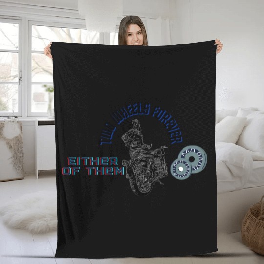 Funny lovely vintage design two wheels forever Fleece Blankets