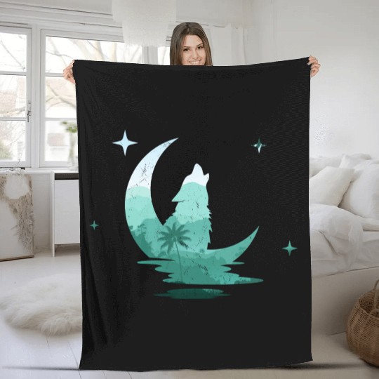 Howling Wolf Nature Lover Fleece Blankets