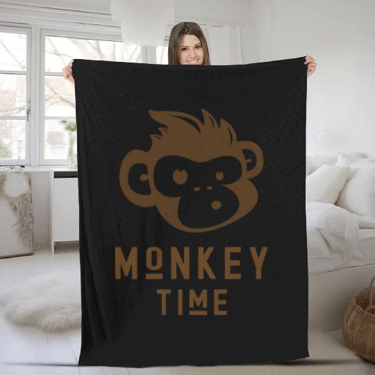 It's Monkey Time Cute Funny Monkey Face Fleece Blankets