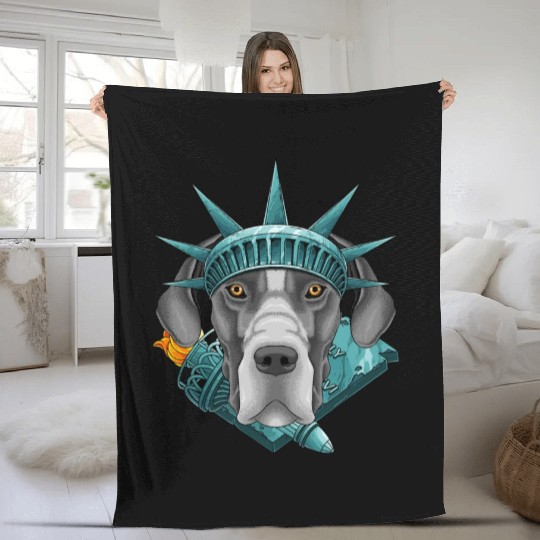 Statue Of Liberty Great Dane 4th Of July Dog USA A Fleece Blankets