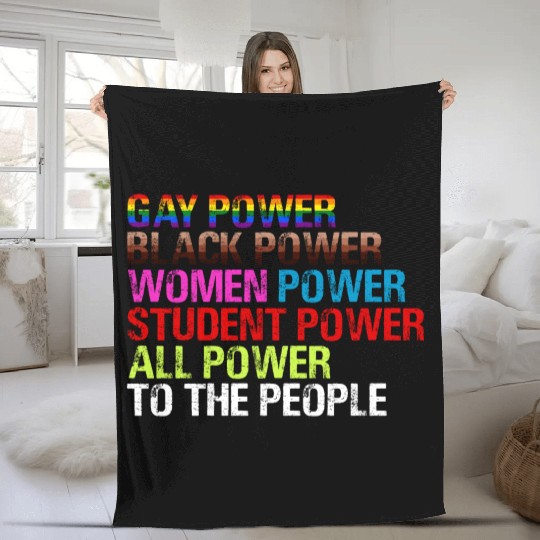 Gay Power Black Power Women Power LGBTQ Gay Pride Fleece Blankets