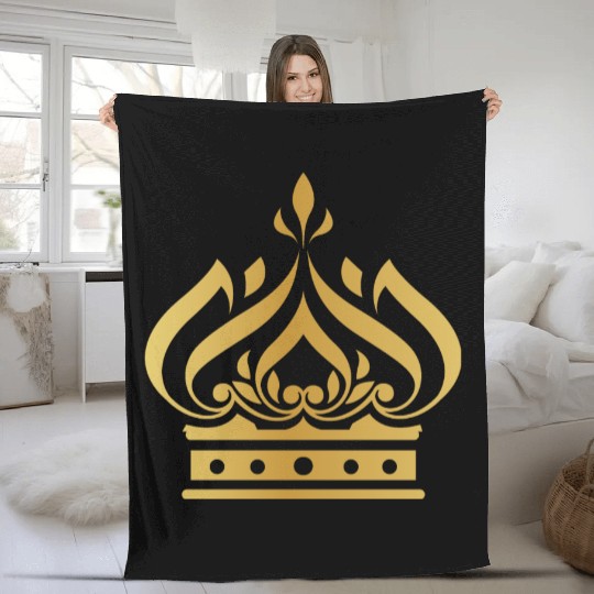 Golden crown king vip gold vector image logo Fleece Blankets