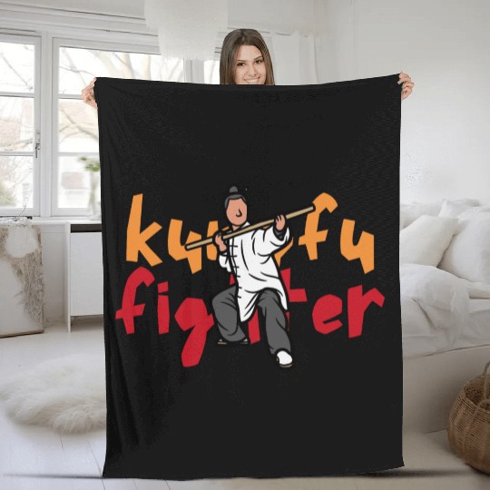 Kungfu Fighter Fleece Blankets