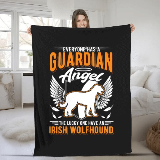 Irish Wolfhound Guardian Angel Fleece Blankets