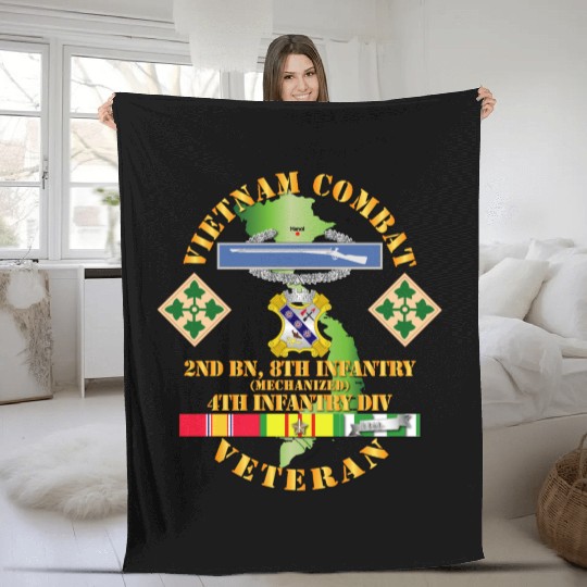 Army Vietnam Combat Infantry Veteran w 2nd Bn 8th Fleece Blankets