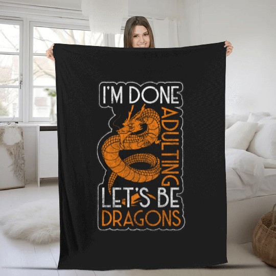 Dragon Black Chinese Dragon Fleece Blankets