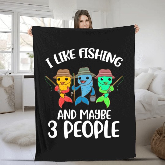 I Like Fishing Funny Fishing Gift Fleece Blankets
