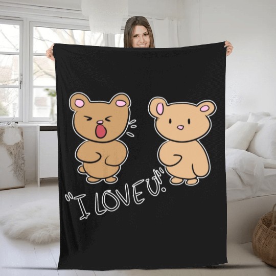 i love you teddy bear couple Fleece Blankets