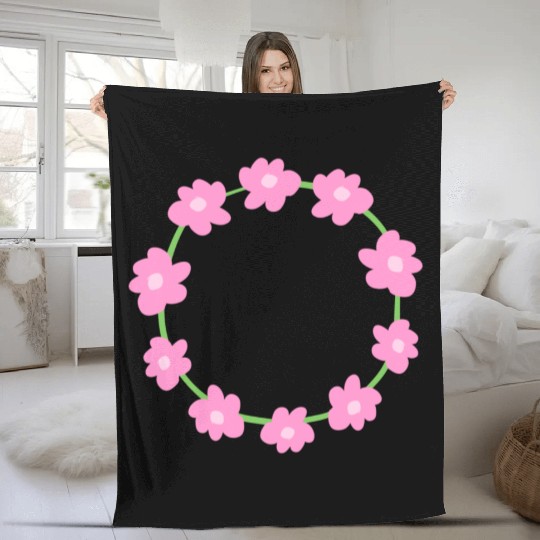 circle symbol shape flowers pink nature Fleece Blankets