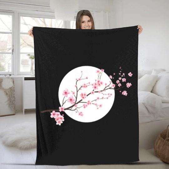 Cherry Blossoms Spring Japan Nature Fleece Blankets