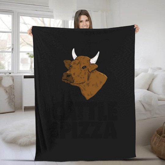 Cattle And Pizza Fleece Blankets