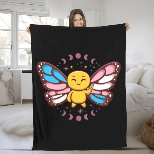 Transgender Monarch Butterfly Trans Subtle Pride Fleece Blankets