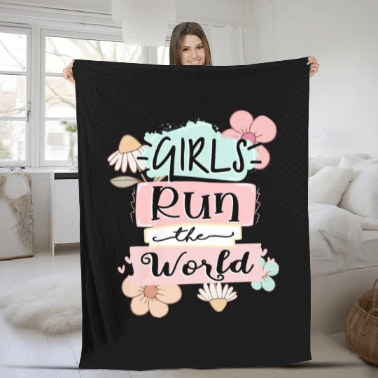 Girls Run the World sublimation Fleece Blankets