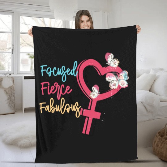 Focused Fierce Fabulous sublimation Fleece Blankets
