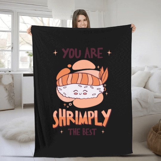 Asian Food Sushi Shrimp Food Sushi Lover Fleece Blankets
