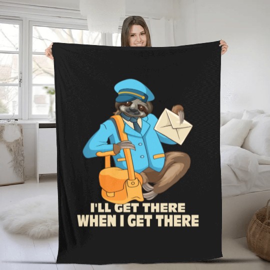 Sloth Postal Worker Mailman Postman Mail Carrier Fleece Blankets