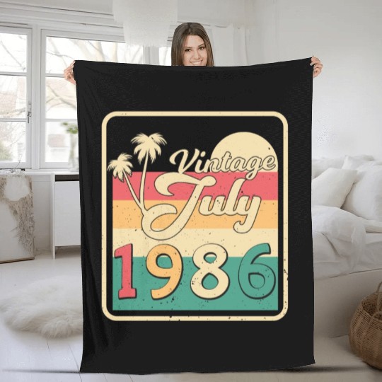 Birthday Greeting For July 1986 Fleece Blankets