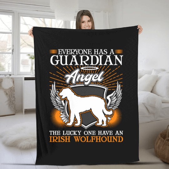 Irish Wolfhound Guardian Angel Fleece Blankets