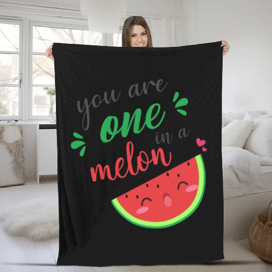 you are one in a melon- cute watermelon Fleece Blankets
