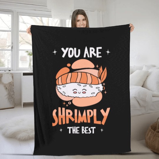 Asian Food Sushi Shrimp Food Sushi Lover Fleece Blankets