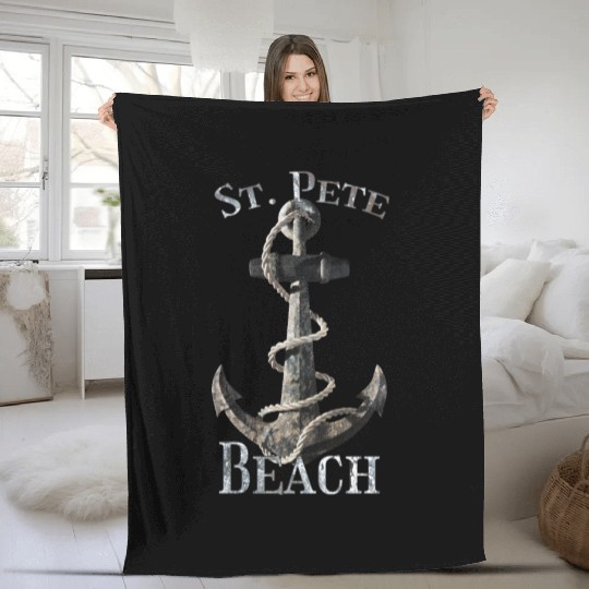 Saint Pete Florida Nautical Anchor Sailing Fleece Blankets
